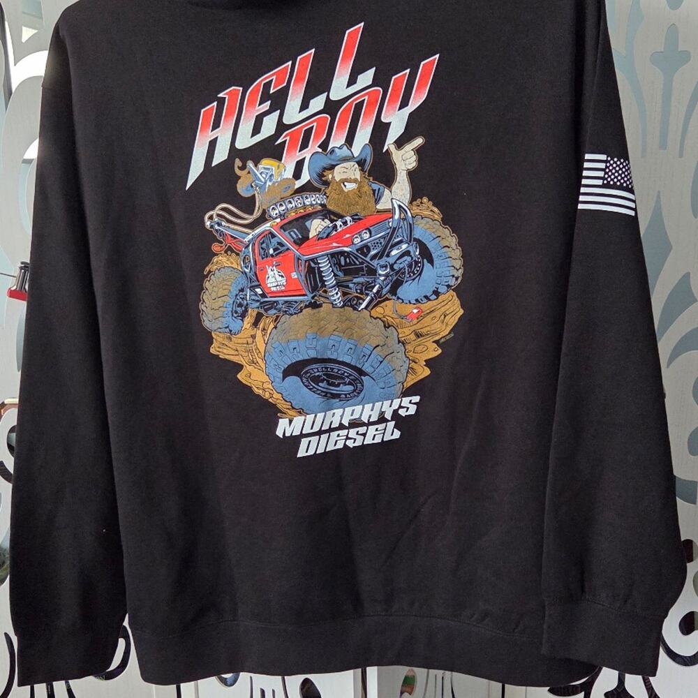 Murphy's Diesel Hell Boy Hoodie 6XL Off Road Wrecker Truck Graphic Black NWOT